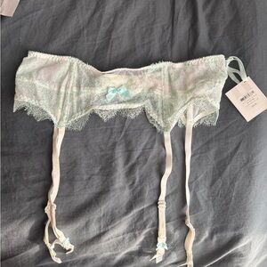 Victoria's Secret Mint Green Lace Garter Belt